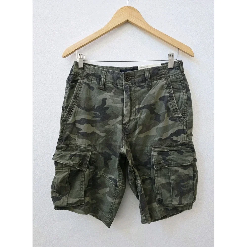 American Eagle Camo Cargo Shorts Men's Size 28 Classic Fit Distressed 10